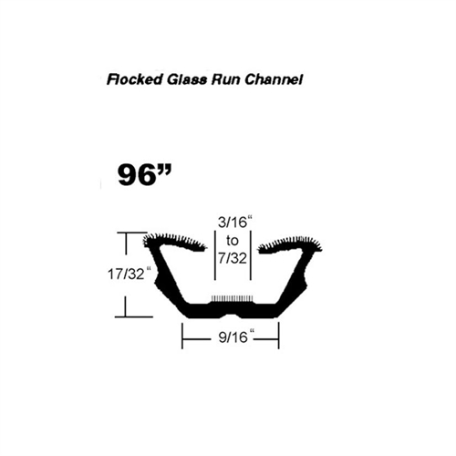 Flocked Window Channel. 96 In. Piece. Each. FLCKD CHAN CHEVY II CHEV F-85 60-7 CORVAIR TEMPEST BUICK SPECIAL. FOR METRO